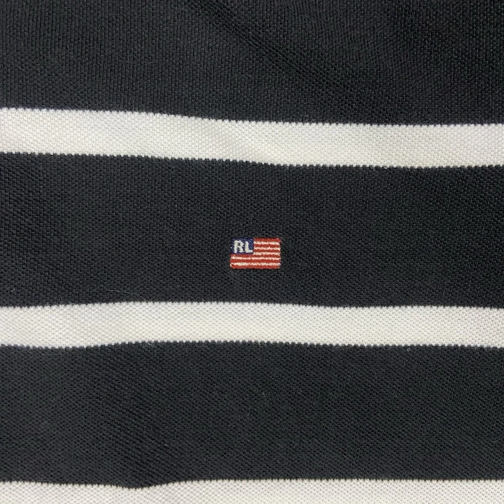 Vintage 90s Polo‎ Jeans Co Ralph Lauren Polo Shirt Size XL Black Striped Flag